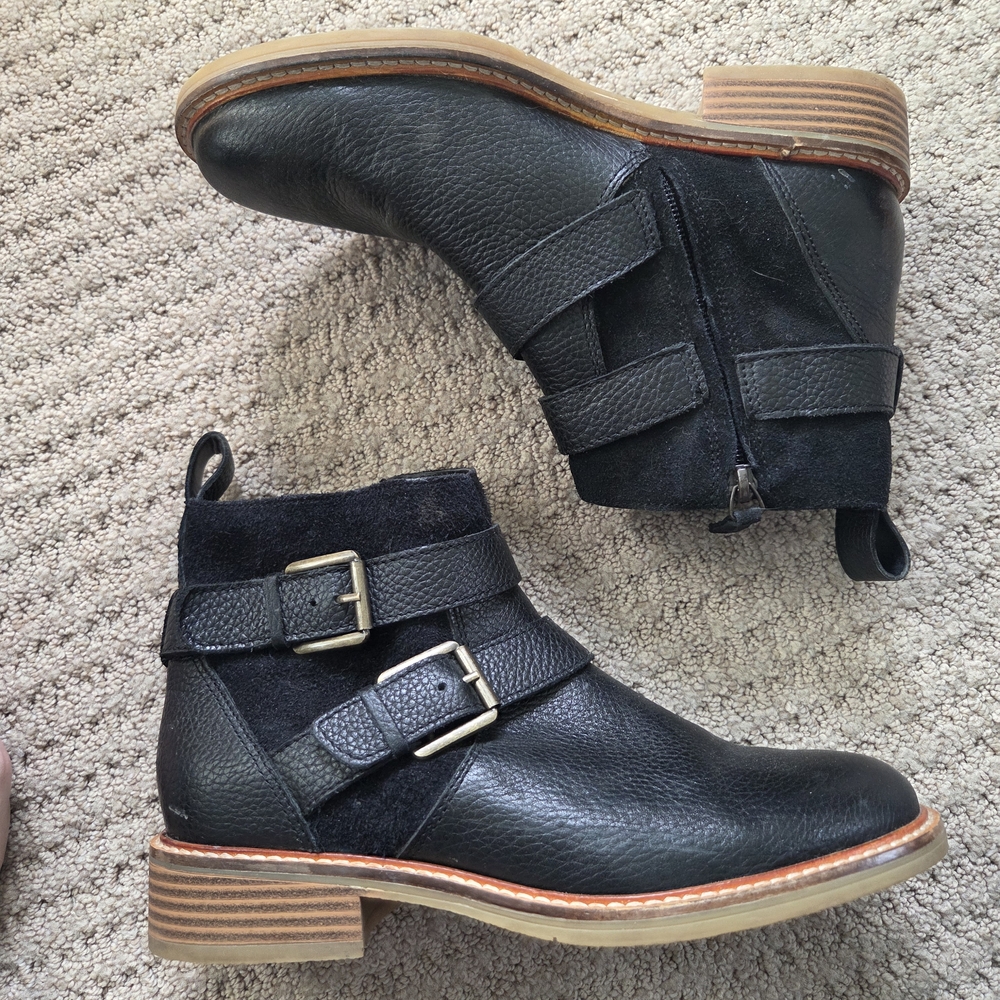 Clarks Black Leather Ankle Boots
